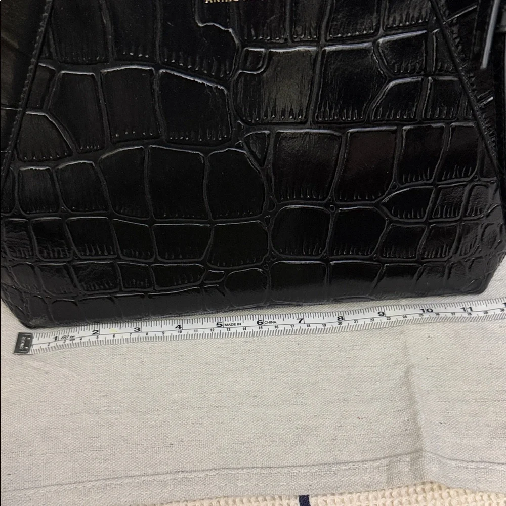 ANINE BING Black Croc-Embossed Satchel with Top Handles - Picture 2 of 14